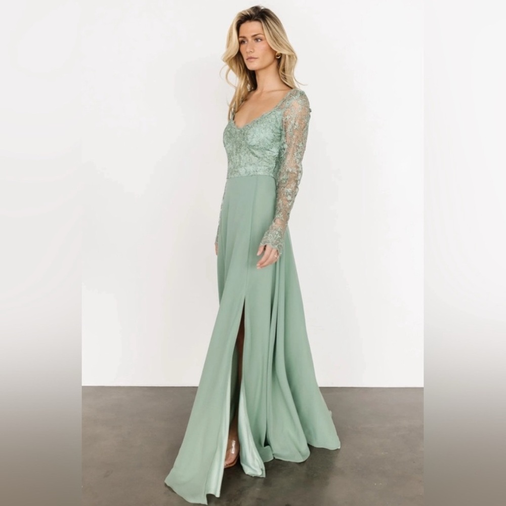 Baltic Born Sage Green Lace Long Sleeve Dress